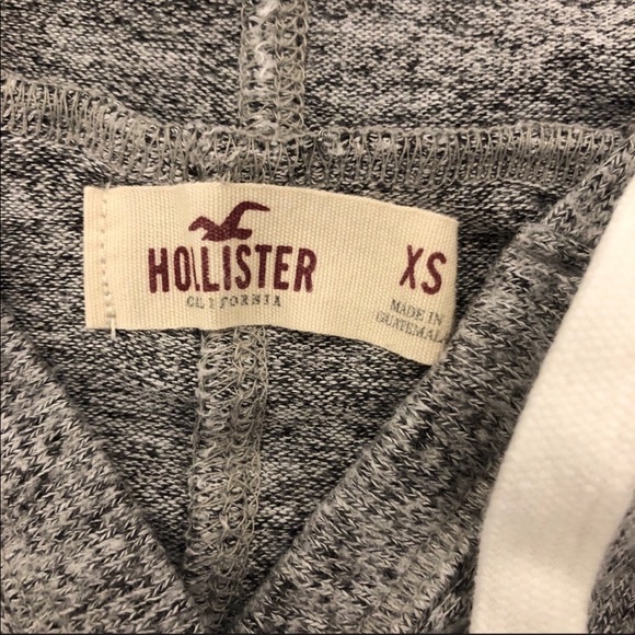 Hollister gray long sleeves top with a hood two white strips on sleeves XS - Picture 6 of 8